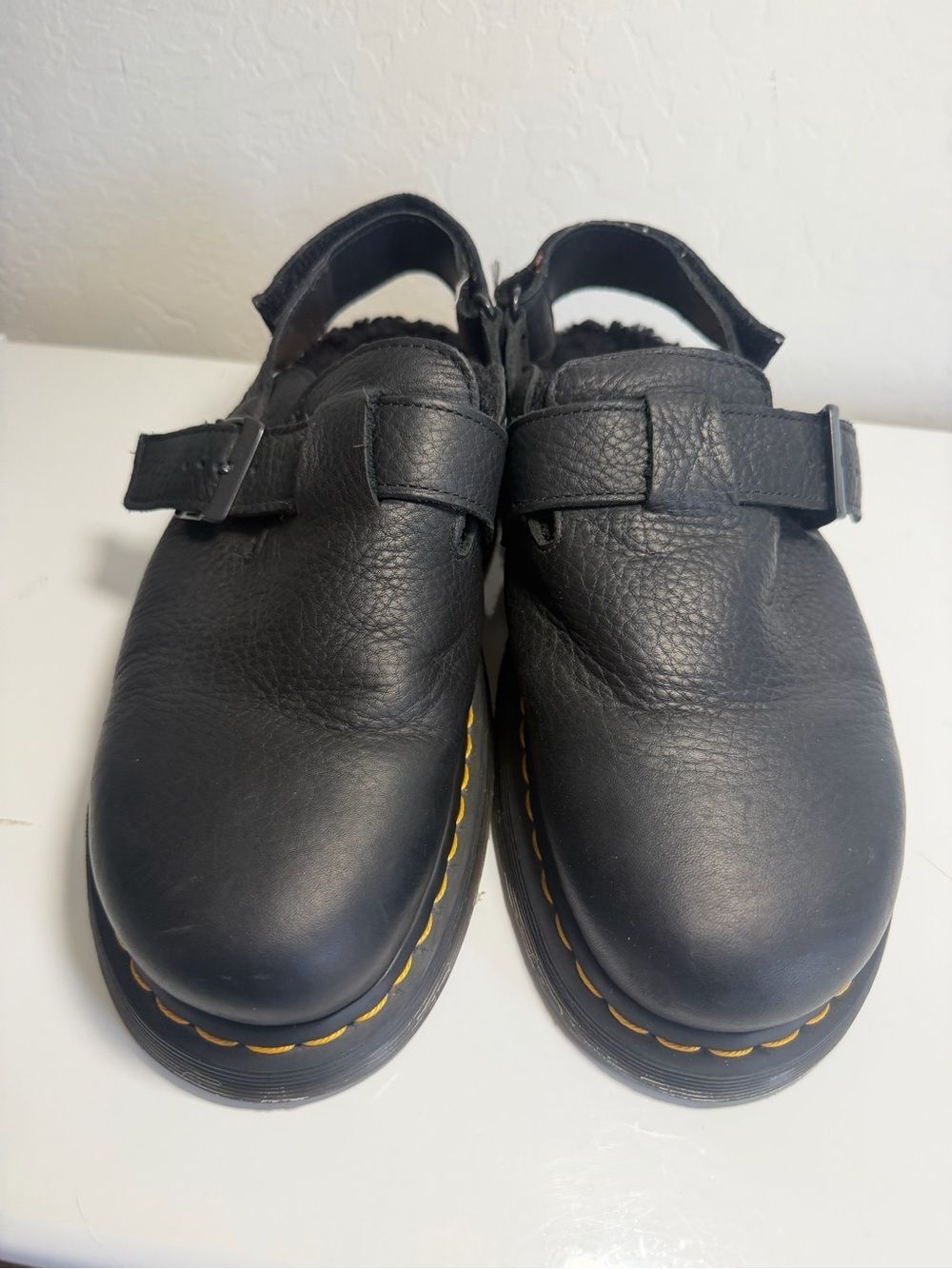 Dr. Martens Jorge II Faux-Fur Lined Black Leather Mules Clogs Men’s 11 - Picture 2 of 8